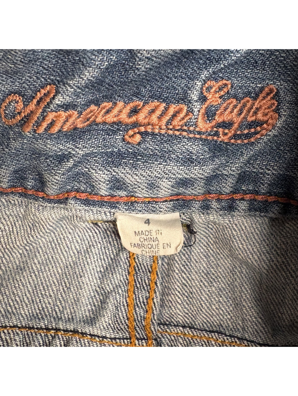 Vintage Y2K American Eagle Denim Mini Skirt Low Rise Size 4 - Picture 8 of 10